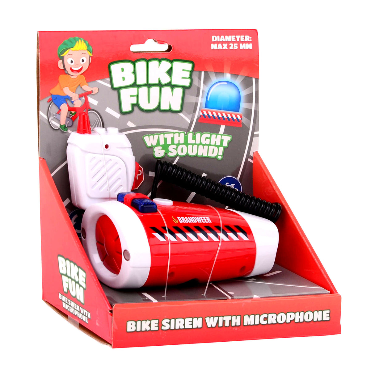 Cykel sjov siren blinkende let ildbrigade med mikrofon