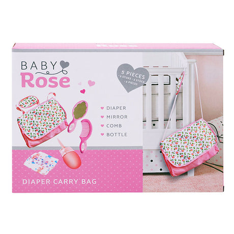 Johntoy baby rose ble-bæretaske med tilbehør