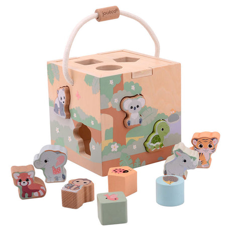 Jouéco shape sorter the wildies family junior 16 cm træ 12-delt