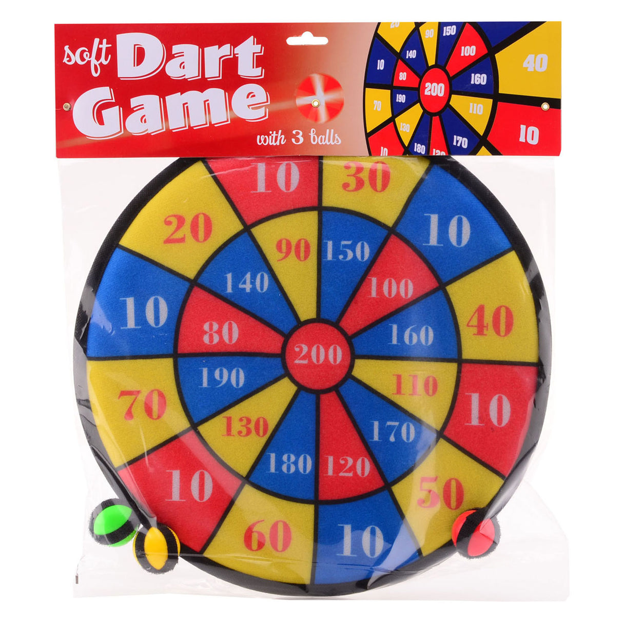 Johntoy Velcro dartspil med 3 bolde, 36cm
