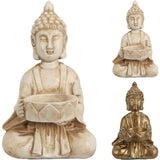 Home styling Buddha fyrfadsstage guld creme