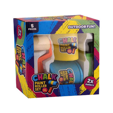 Johntoy jumbo stoepkrijt rollers, 2 kleuren + kwast