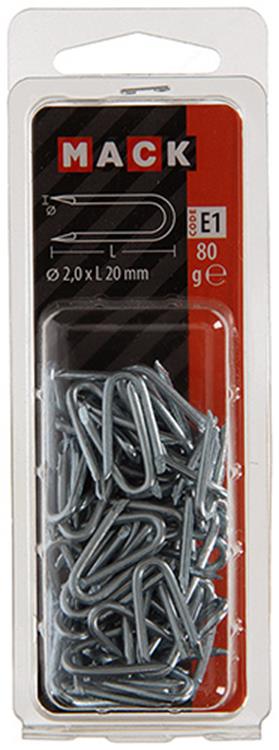 Mack 1017208 - hæftestål galvaniseret 80 gr 2,0 x 20 mm | 5 stk