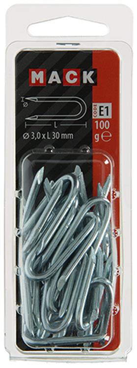 Mack 1017210 - hæftestål galvaniseret 100 gr 3,0 x 30 mm | 5 stk