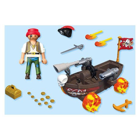 Playmobil | sjove stjerner | rasendes piratbåd | legetøj fra 4 år | gave til børn | legetøjsbil | med rückzugmotor skydefunktion | 71717