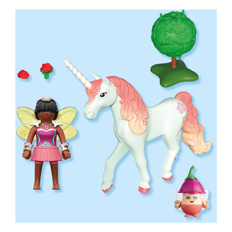 Playmobil | magiske enhjørninger | samleobjekt enhjørning rose med fe | fantasifuldt legesæt til enhjørningsfans | udskifteligt tilbehør med magiske detaljer | perfekt gave til børn fra 4 år | 71841