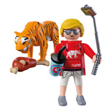 Playmobil zoo legesæt tiger og besøgende med tilbehør.