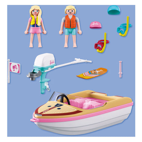Playmobil barbie avonturenboot speelgoedset met ken en accessoires.
