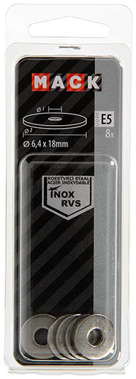 Mack 1019878 - kropsskive rustfrit stål a2 8 stk 6,4x18 | 10 stk