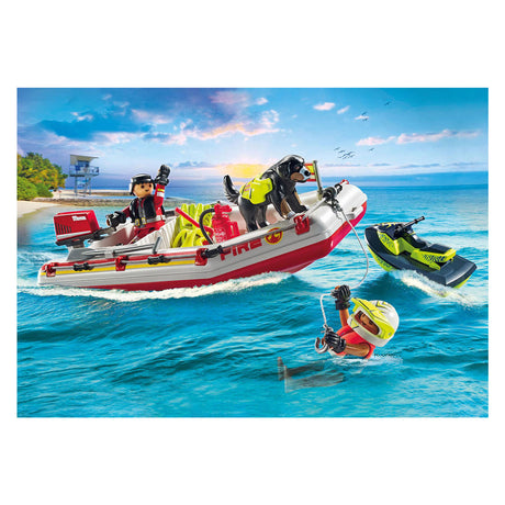 Playmobil actionhelte brandbåd med vandscooter - 71464