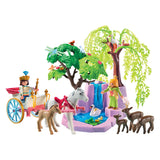 Playmobil prins og prinsesse med vogn og vandfald - 5021