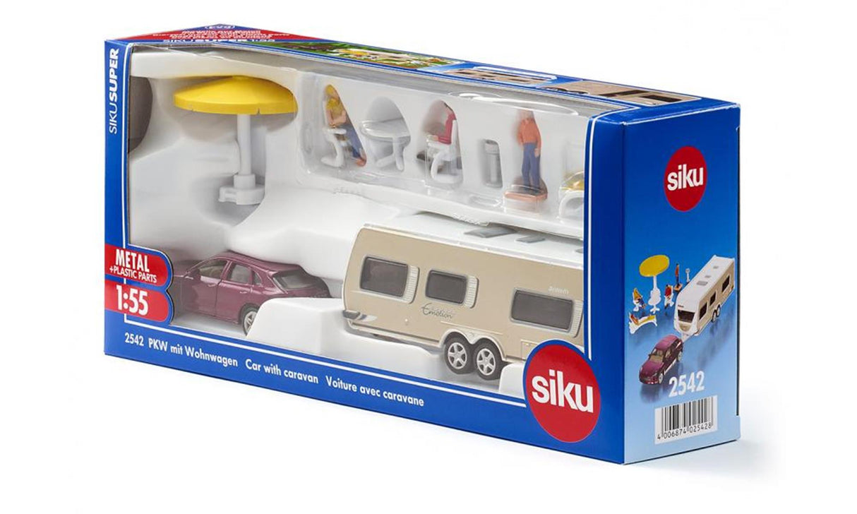 Siku 2542 personbil med campingvogn