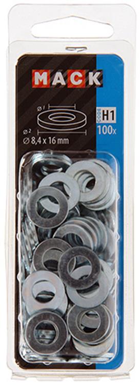 Mack 1018118 - skive stål galvaniseret 100 stk 8,4 x 16 mm | 5 stk