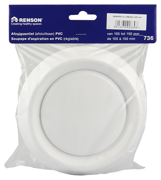 Renson 1006380 - udsugningsventil indbygget 736 dia PVC ø125 | 2 stk