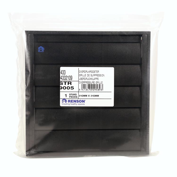 Renson 1057999 - emhætte gitter 433 (210x210) ral 9005 sort | 2 stk