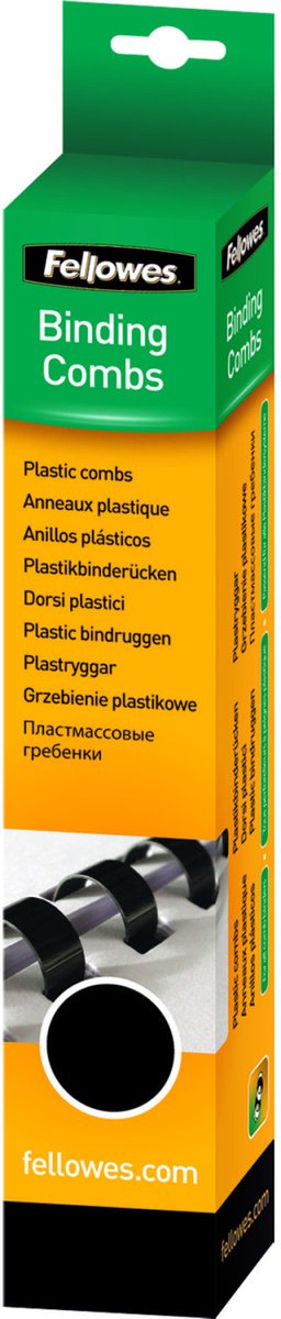 Fellowes plastik bindingskamme rund 8mm - sort (25 stk.)