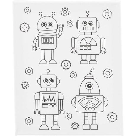 Creativ firma maler lærred med tryk, robotter, d: 1,6 cm, størrelse 24x30 cm, 360 g, 1 stk.