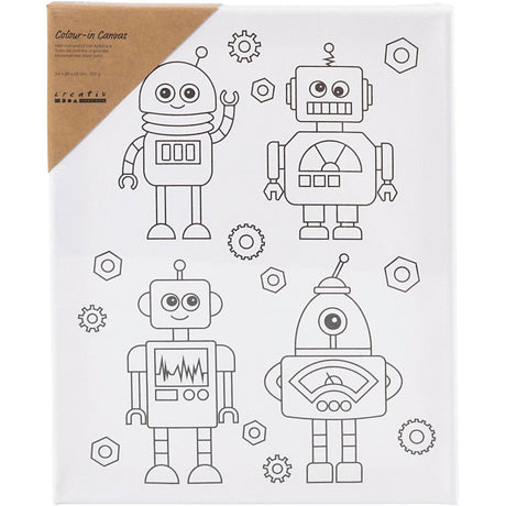 Creativ firma maler lærred med tryk, robotter, d: 1,6 cm, størrelse 24x30 cm, 360 g, 1 stk.