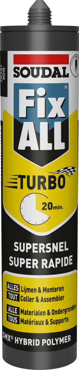 Soudal fix - alt turbo | klæbende fugemasse | sort | 290 ml - 124806