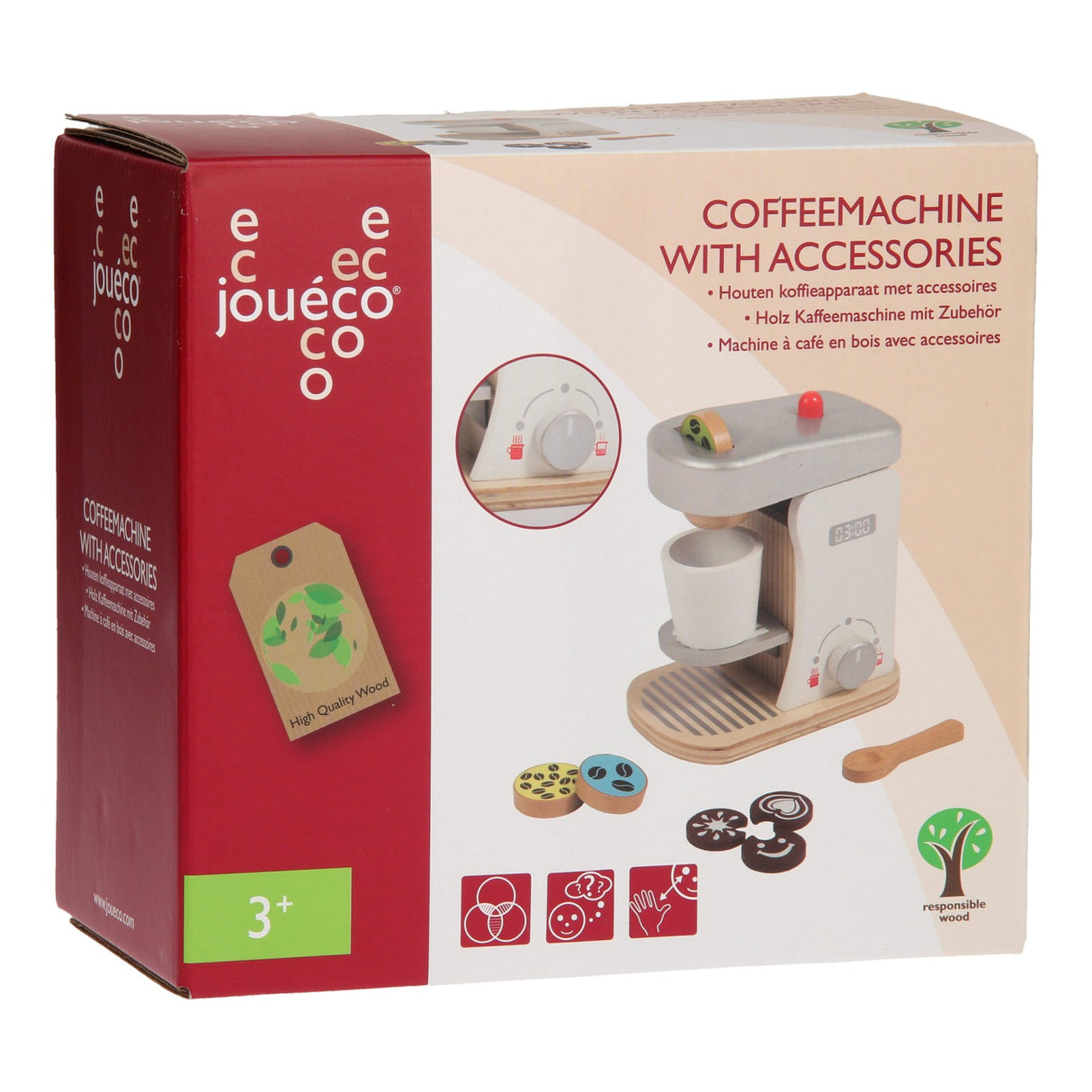 Jouéco kaffemaskine i træ med tilbehør