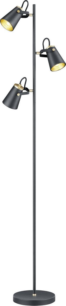 Trio edward - gulvlampe - sort mat - ekskl. 3x e14 4w - fodkontakt