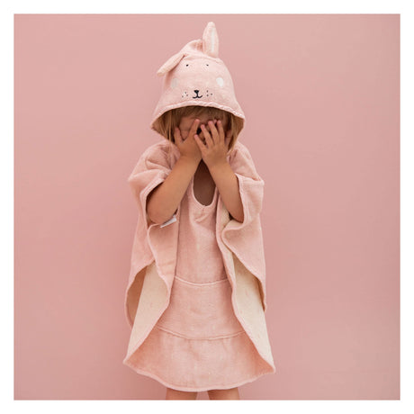 Trixie poncho - mrs. kanin - 100% økologisk bomuld - barnebadekappe med hætte - med flotte detaljer