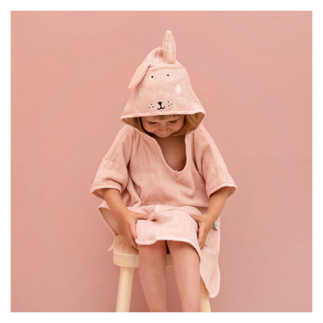 Trixie poncho - mrs. kanin - 100% økologisk bomuld - barnebadekappe med hætte - med flotte detaljer