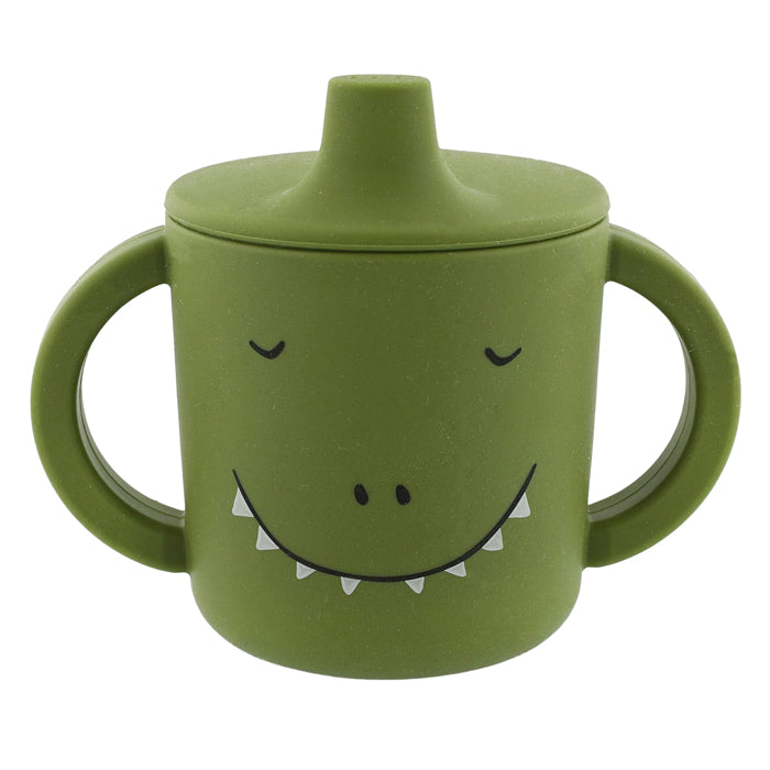 Trixie sippy kop - mr. dino - drikkekop til baby - anti-spild kop - til babyer fra 4 måneder - lavet af silikone - tåler opvaskemaskine