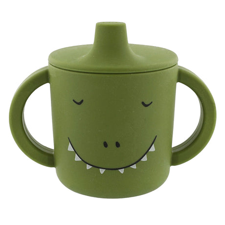 Trixie sippy kop - mr. dino - drikkekop til baby - anti-spild kop - til babyer fra 4 måneder - lavet af silikone - tåler opvaskemaskine