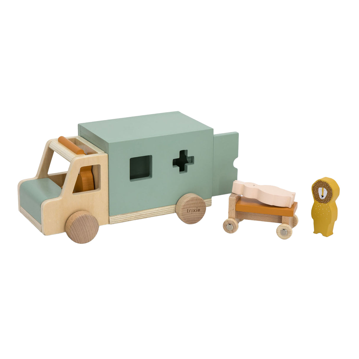 Trixie trælegetøj - ambulancebil - legetøjsbil til børn - ambulance - til drenge og piger - fsc