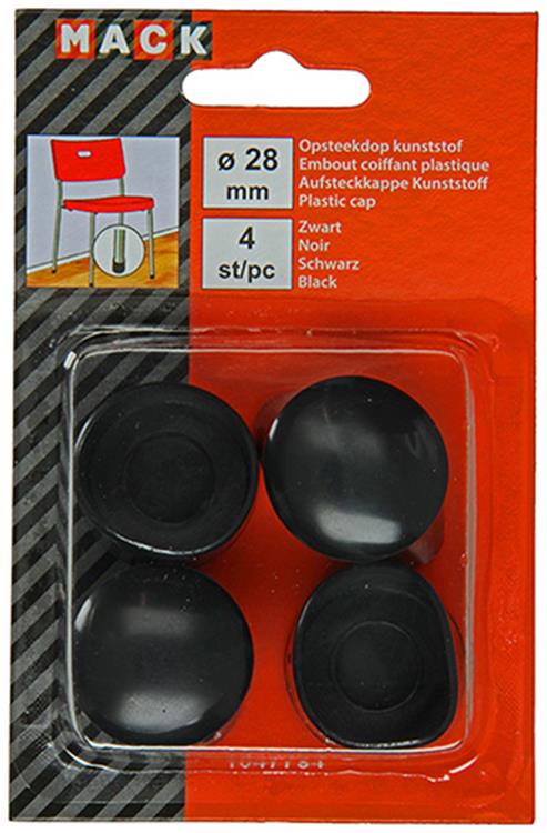 Mack 1047754 - plastikstik sort ø 28 mm 4 stk | 6 stk