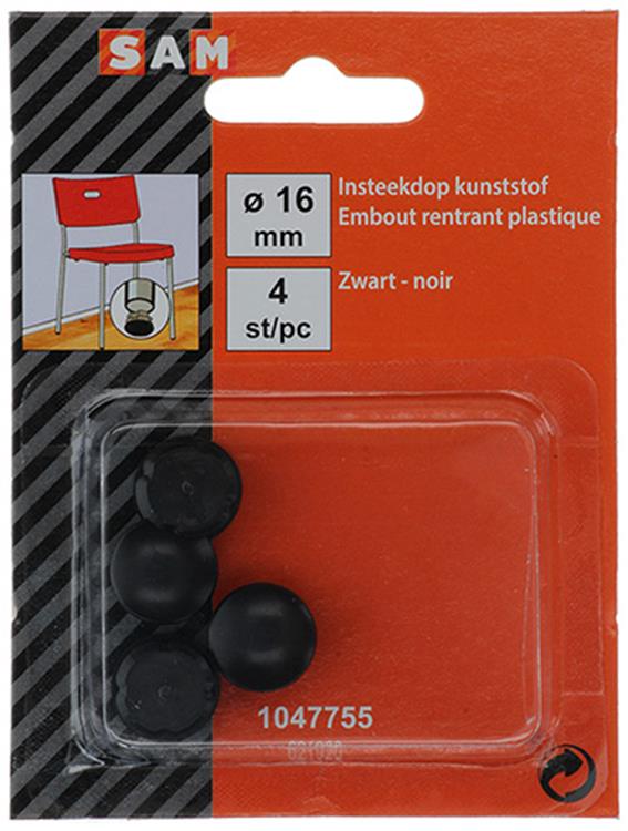 Mack 1047755 - plastikstik sort ø 16 mm 4 stk | 6 stk