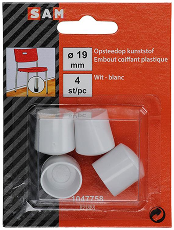 Mack 1047758 - plaststik hvid ø 19 mm 4 stk | 6 stk