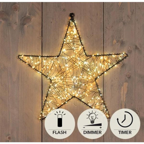 Anna's collection ster metaal 300led flash ip44 trafo met timer en dimmer 36cm warm wit classic warm