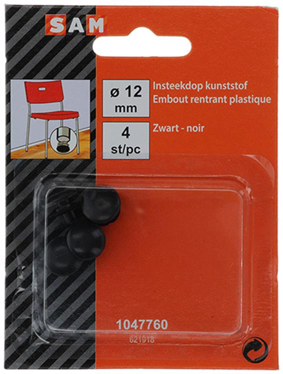 Mack 1047760 - stik plastik sort ø 12 mm 4 stk | 6 stk