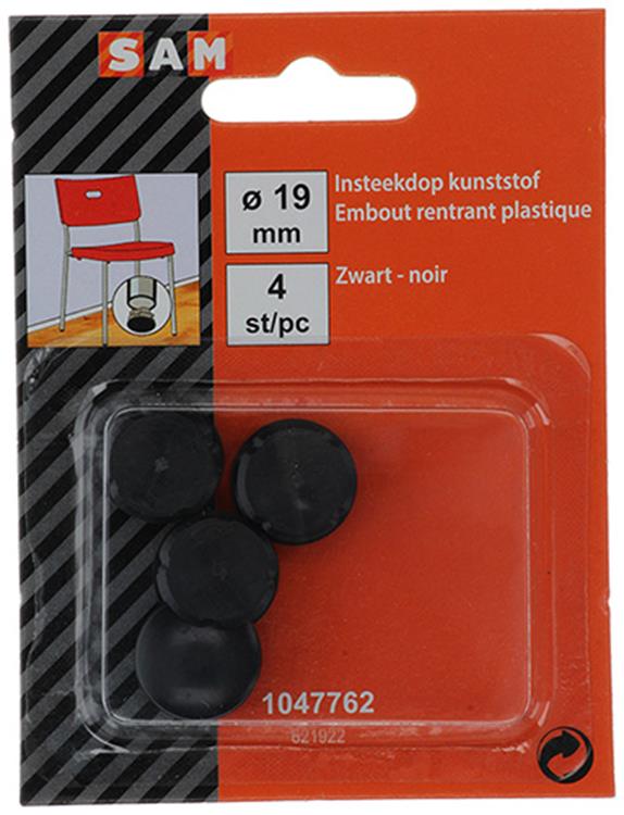 Mack 1047762 - plastikstik sort ø 19 mm 4 stk | 6 stk