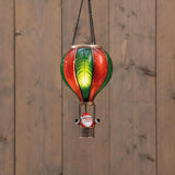 Anna's collection luchtballon met kerstman 20led met vlameffect 14x25cm rood groen werkt op 2xaaa batterijen met 6 uur timer