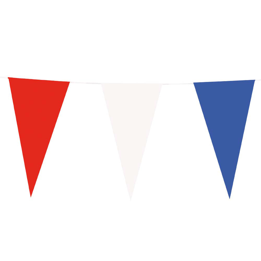 Boland papirflaglinje rød hvid blå, 10 mtr.