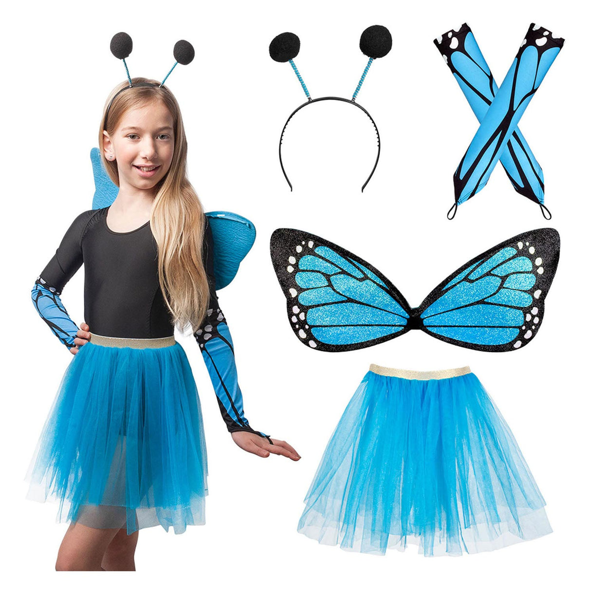 Boland dress up sæt sommerfugleblå