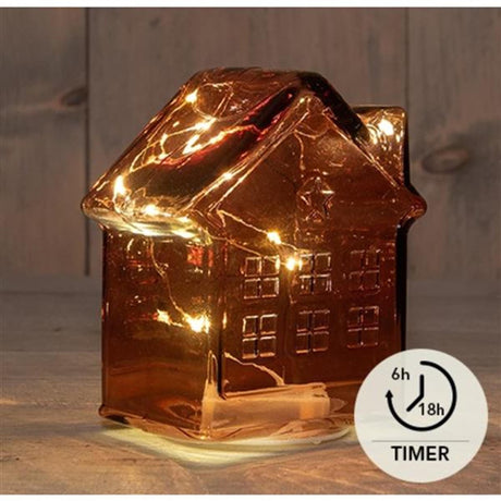 Annas kollektion 10led husglas 3xaaa batteri med timer 12,5x7,5xh14cm bordeaux
