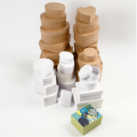 Creativ Company Boxes Brown og White 6,5-18 cm, 30 ..