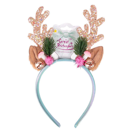 Great pretenders ferie rudolph jule pandebånd til børn - pink mint