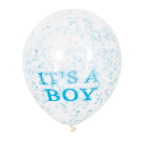 Haza witbaard confetti ballonnen jongen, 6st.