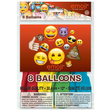 Haza hvidskæg balloner emoji, 8 stk.