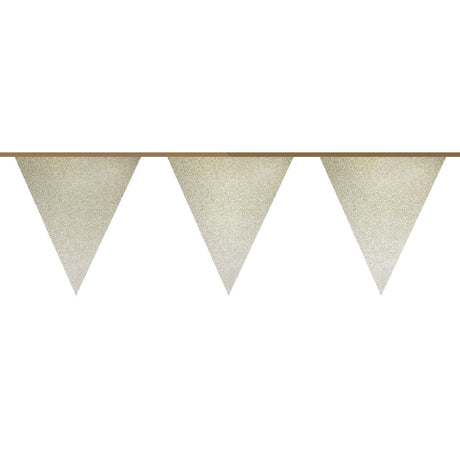 Haza hvid skæg flag line guld glitter, 6 mtr.