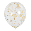Haza witbaard confetti ballonnen goud, 6st.