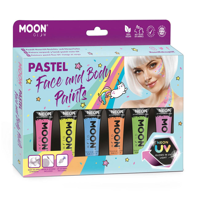 Haza hvidskæg makeup-sæt til ansigtsmaling - pastel neon