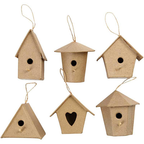 Creativ firma mini fuglehuse, h: 7 cm, 6 stk 1 æske
