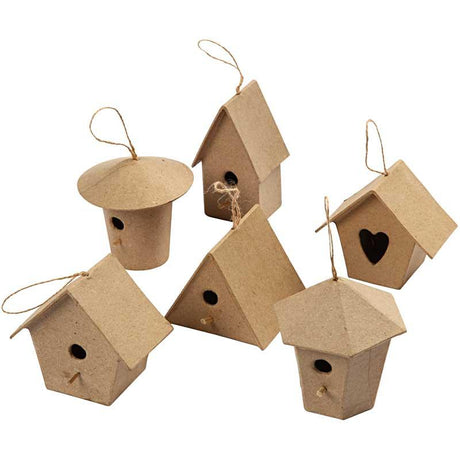 Creativ firma mini fuglehuse, h: 7 cm, 6 stk 1 æske