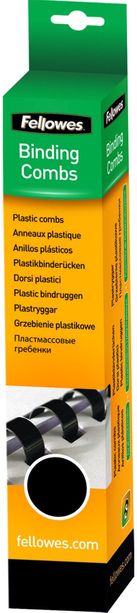 Fellowes plastik bindingskamme rund 12mm - sort (25 stk.)